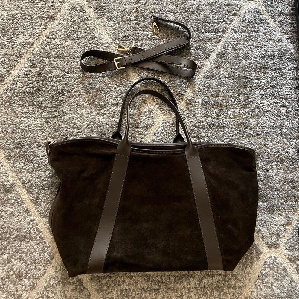 Amerai Chocolate Brown Suede and Leather Tote